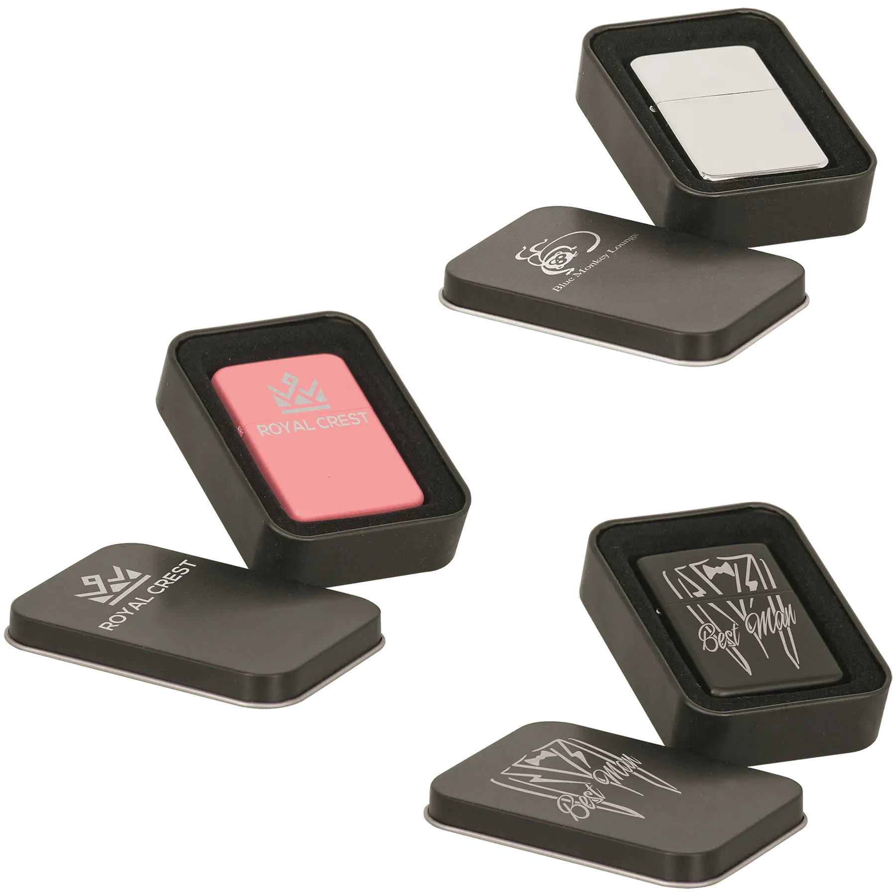 Custom Lighter in Black Tin