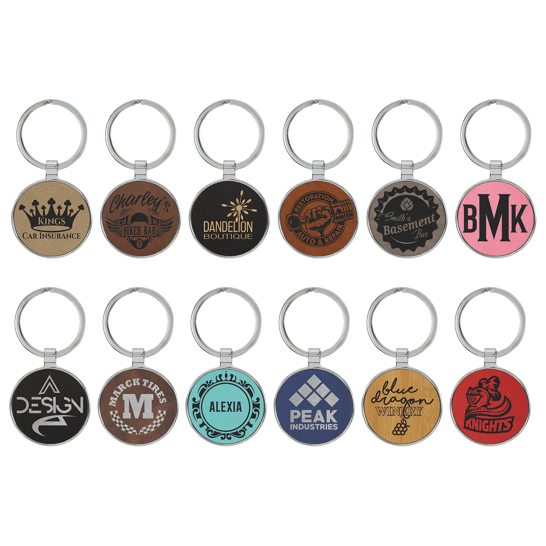 Circle Leather Keychains