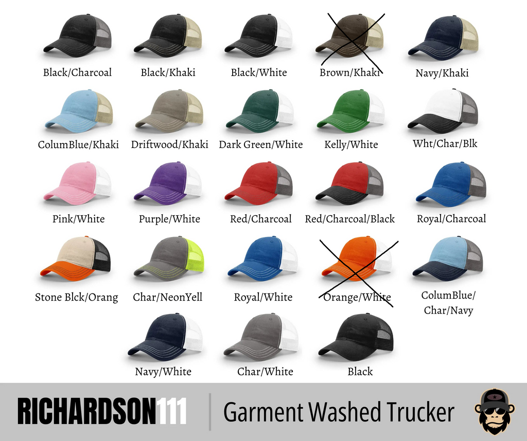 Richardson 111 Garment Washed Trucker + Custom Patch