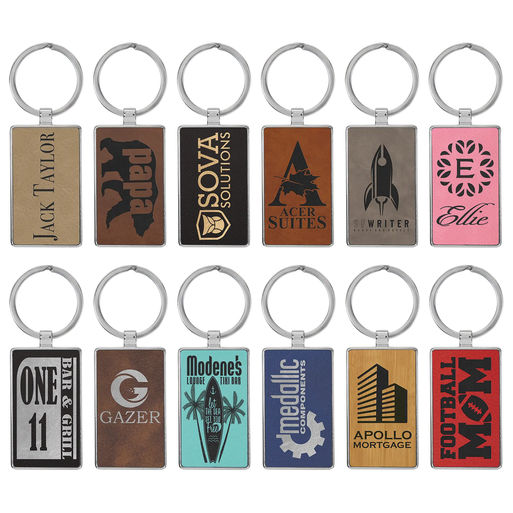 Rectangle Leather Keychains