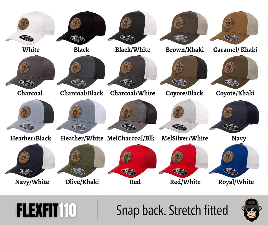 FlexFit 110 Trucker Hat + Leather Patch
